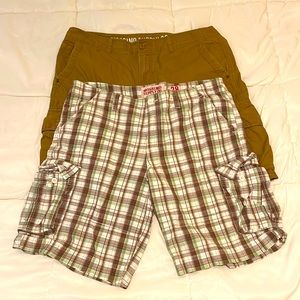 Two pair Mossimo Supply cargo shorts 38”